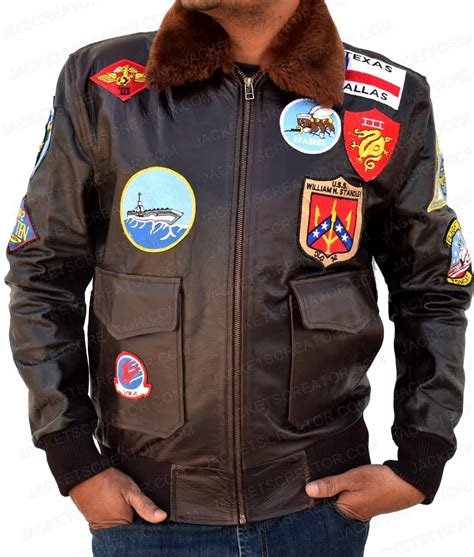 Tom Cruise Bomber Top Gun Leather Jacket with Patches - Jackets Creator