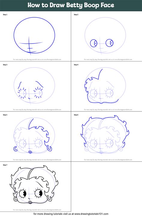 How to Draw Betty Boop Face printable step by step drawing sheet : DrawingTutorials101.com