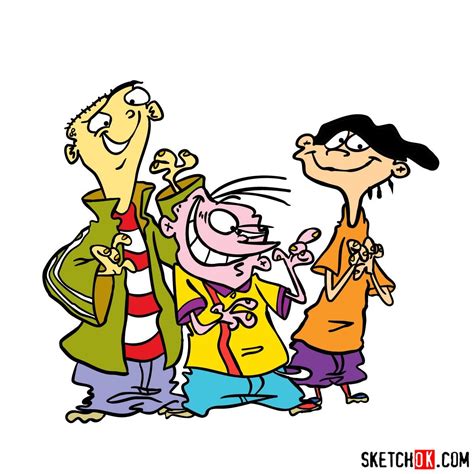 How to draw Ed, Edd and Eddy together - Sketchok easy drawing guides