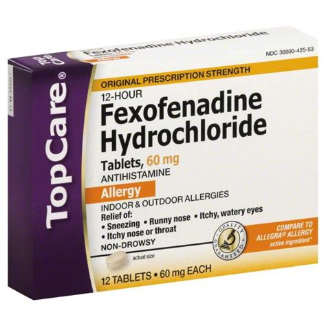 TopCare 12Hour Fexofenadine Hydrochloride 60mg Tablets | Hy-Vee Aisles ...