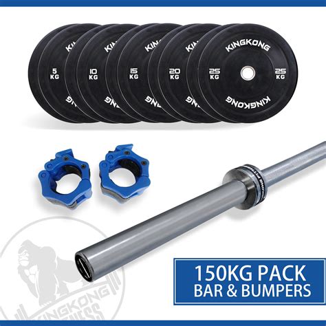 150KG Olympic Bumper Plates Set + 20KG Olympic Barbell 700LB I IN STOCK ...