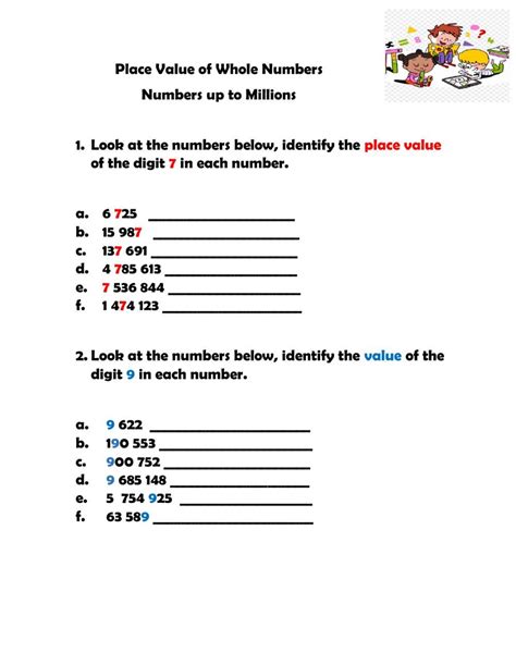 Identifying Value And Place Value Worksheets