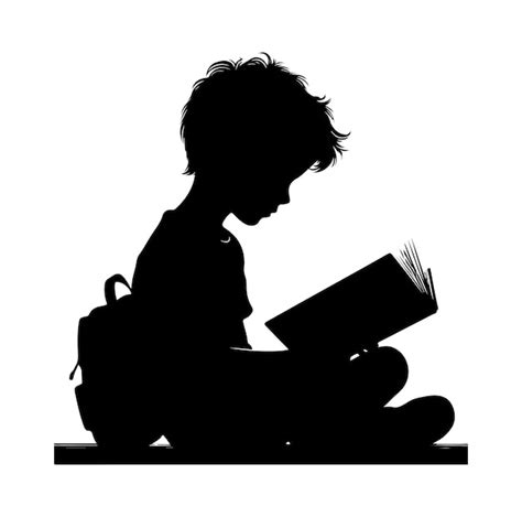 Premium Vector | Vector a child reading book silhouette