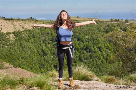 Woman Hiking In Mountains - stock photo 130179 | Crushpixel