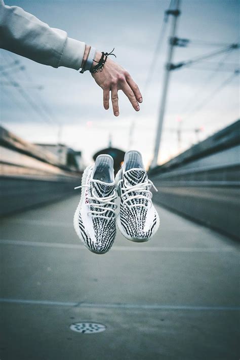 HD wallpaper: Yeezy drop, person dropping pair of zebra Adidas Yeezy ...