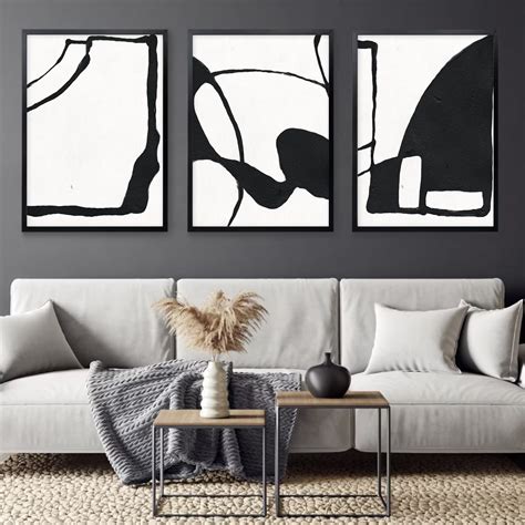 Buy Joocrise Black and White Wall Art Modern Abstract Canvas Wall Art Black and White Artwork ...