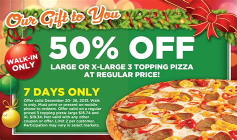 Pizza Pizza Coupons: 50% off Large or X-Large 3 Topping Pizzas (Walk-in ...