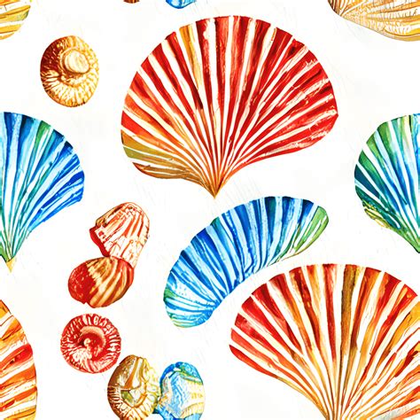 Retro Shell Background White Pattern Classic Illustration MultiColor ...