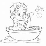 Premium Vector  Cute Baby Boy bathing And Making Soap Bubbles Cartoon sketch template
