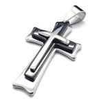 Men Black Silver Pure Titanium Cross Pendant Necklace 15768-£96 - Titanium Jewellery UK