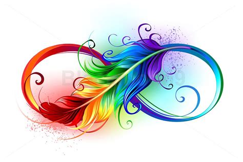 Infinity Symbol with Rainbow Feather (224089) | Illustrations | Design Bundles