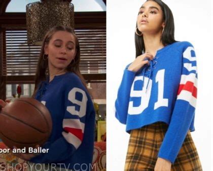 Raven's Home: Season 3 Episode 5 Tess' Lace Up 91 Sweater | Shop Your TV