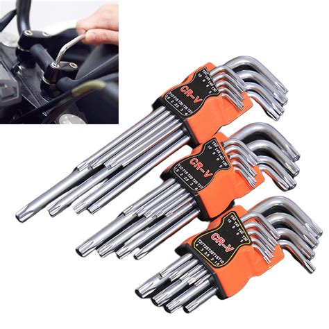 Allen Key Set 9 Pces Torx Screwdriver Double-End L Type Star Universal Wrench Multifunctional ...