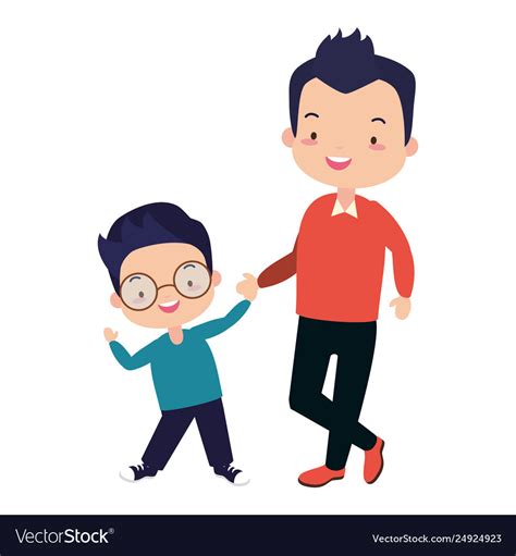 Dad and son holding hands Royalty Free Vector Image