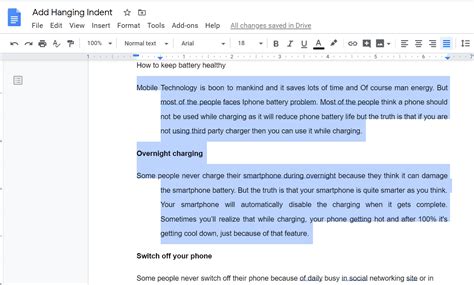 How to do a Hanging Indent on Google Docs - ILIFEHACKS