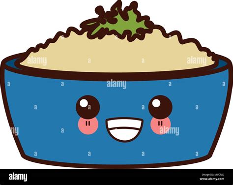 Rice bowl food cute kawaii cartoon Stock Vector Image & Art - Alamy