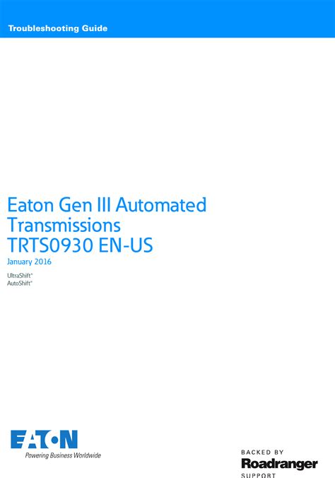 Trts0930 Eaton Gen 3 Autoshift Ultrashift Troubleshooting Guide