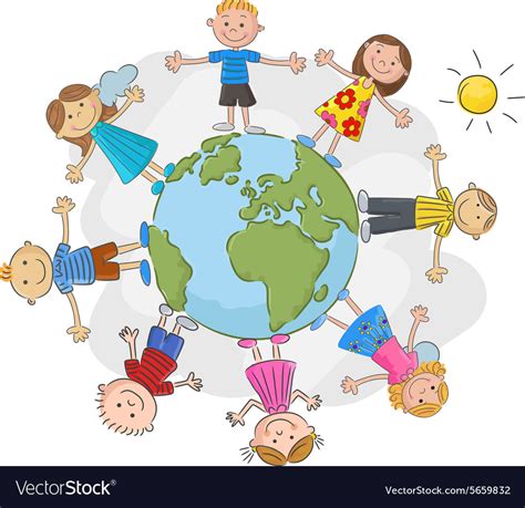 Children world over white background Royalty Free Vector