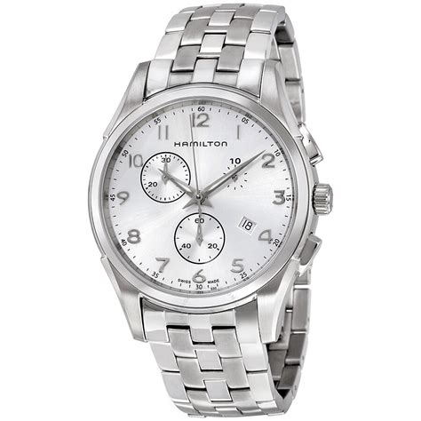 Hamilton Jazzmaster Thinline Chronograph Silver Dial Stainless Steel Men's Watch H38612153 ...