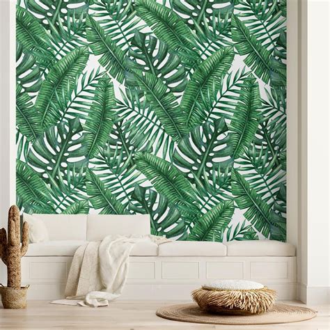 Tropical Wallpaper Peel and Stick Palm Leaves Removable | Etsy