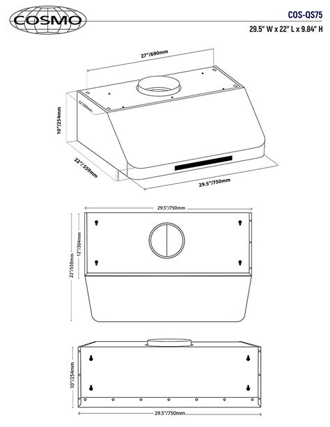 30" Under Cabinet Kitchen Range Hood, 500 CFM, Stainless Steel, LEDs ...