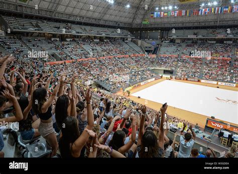 A panoramic view of Palau Sant Jordi at World Roller Games on July 14 ...