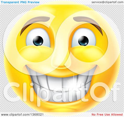 Clipart of a 3d Yellow Male Smiley Emoji Emoticon Face Grinning with ...