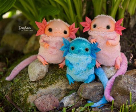 Axolotl art toy by Furrykami-creatures | Fantasy art dolls, Art toy, Axolotl