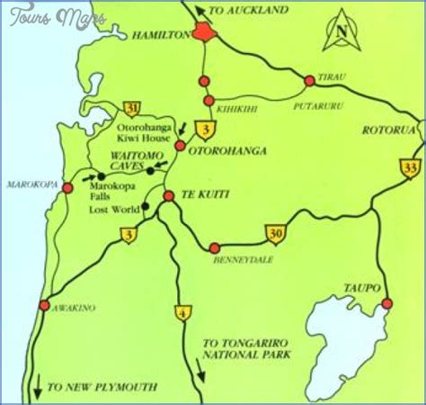 Waitomo New Zealand Map - ToursMaps.com