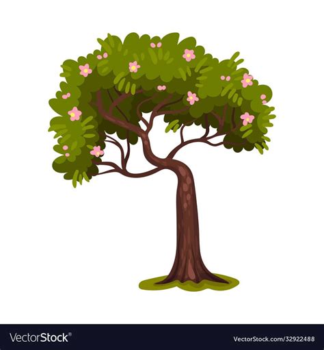 Tree with Trunk and Lush Crown or Foliage as Forest Element Vector Illustration. Woodland Flora ...