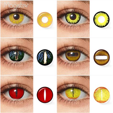 1 Pair Cosplay Color Contact Lenses White Black Blind Lens Anime Cosplay Eye Contacts Red Lenses ...