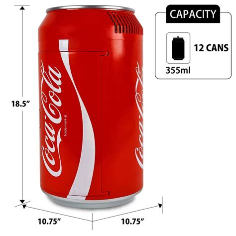 Coca-Cola Portable 0.35-cu ft Built-In Mini Fridge (Red, White, Silver) CC-10G at Lowes.com