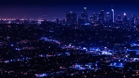 wallpaper night city, city lights, overview, aerial view HD ...