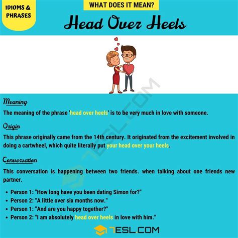 "Head Over Heels" Meaning, and How Do You Use this Interesting Idiom? • 7ESL in 2021 | Head over ...