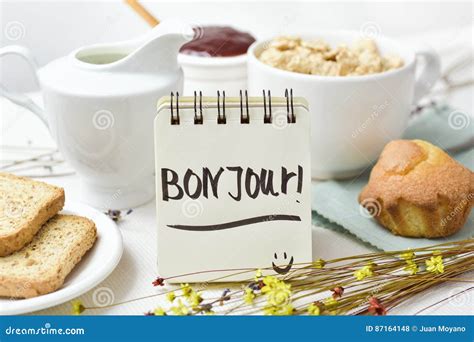 Breakfast and Text Good Morning in French Stock Photo - Image of home, cordiality: 87164148