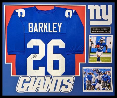 FRAMED NEW YORK GIANTS SAQUON BARKLEY AUTOGRAPHED JERSEY JSA COA ...