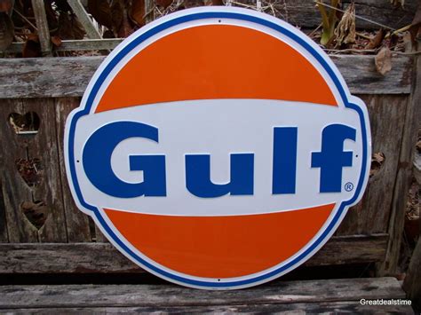 LARGE GULF OIL GAS SIGN GASOLINE OLD VINTAGE 1960'S GULF ANTIQUE GAS PUMP SIGN # #GULFOILGASSIGN ...