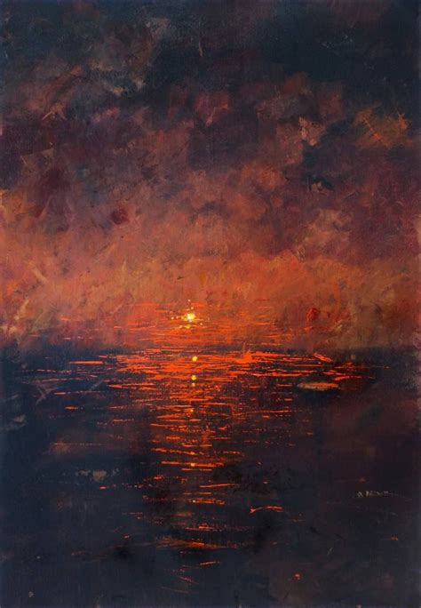 Black Sunset Painting by Alessandro Piras | Saatchi Art | Art painting oil, Sunset painting ...