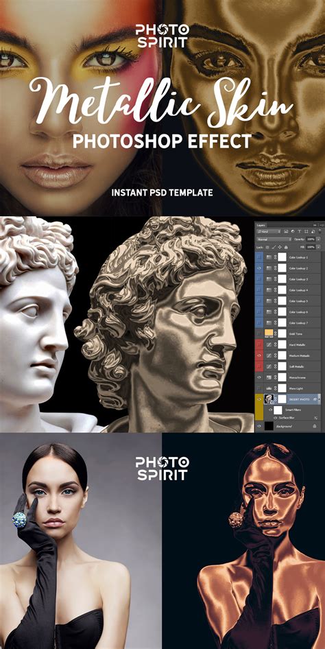 Metallic Skin Photoshop Effect | Unique Photoshop Add-Ons ~ Creative Market
