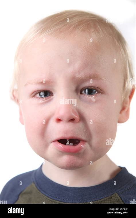 Crying Little Baby Boy on White Background Stock Photo - Alamy