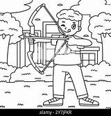 Archery Archer With Bow Coloring Page For Kids Stock Vector Image & Art  sketch template