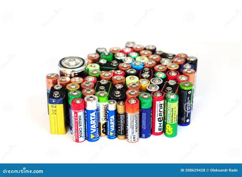 A Group Of Lithium Ion Batteries Of Different Types And Colors Are ...