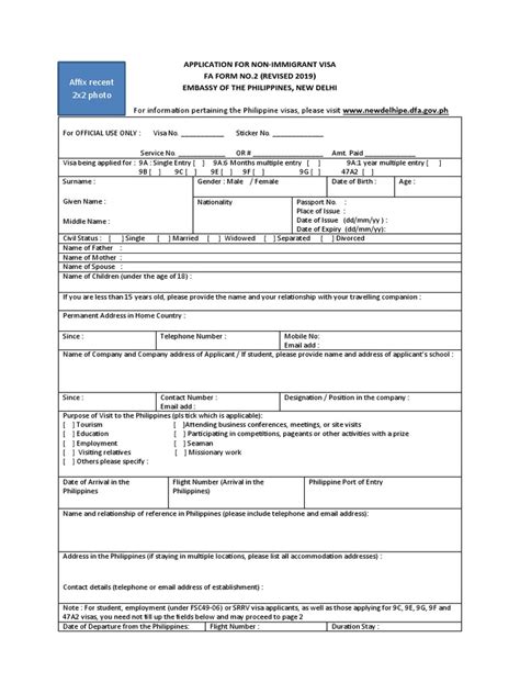 Philippines Visa Application Form (Chennai) | PDF | Travel Visa ...