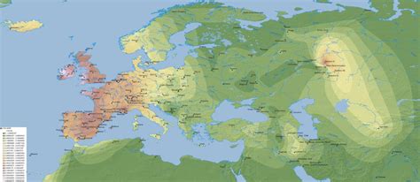 Distribution of haplogroup R1b-M269 across Europe... - Maps on the Web