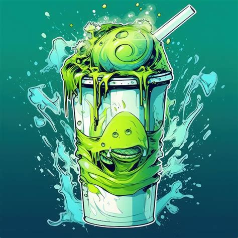 Premium AI Image | Iced matcha latte in an art style
