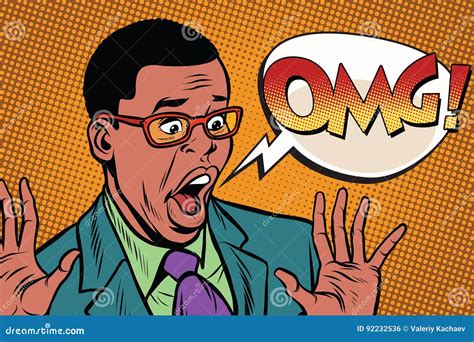 OMG Black Man Businessman Pop Art Style Vector Illustration | CartoonDealer.com #92232536