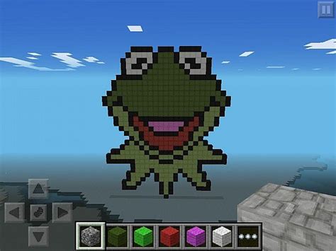 Minecraft PE Pixel Art: Kermit The Frog Minecraft Project