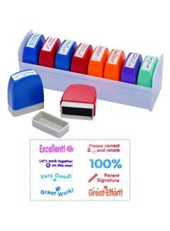 Generic Teacher Stamps Set 8-Piece for Grading Classroom Parent Signature Self-Inking Homework ...