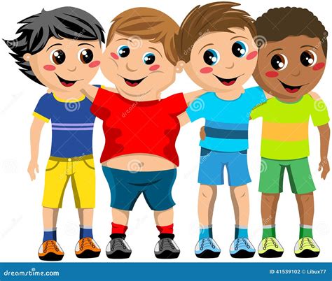 Group Happy Children Kid Hug Friends Isolated Stock Vector ...