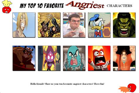 Top Ten Angry Characters by FireMaster92 on DeviantArt